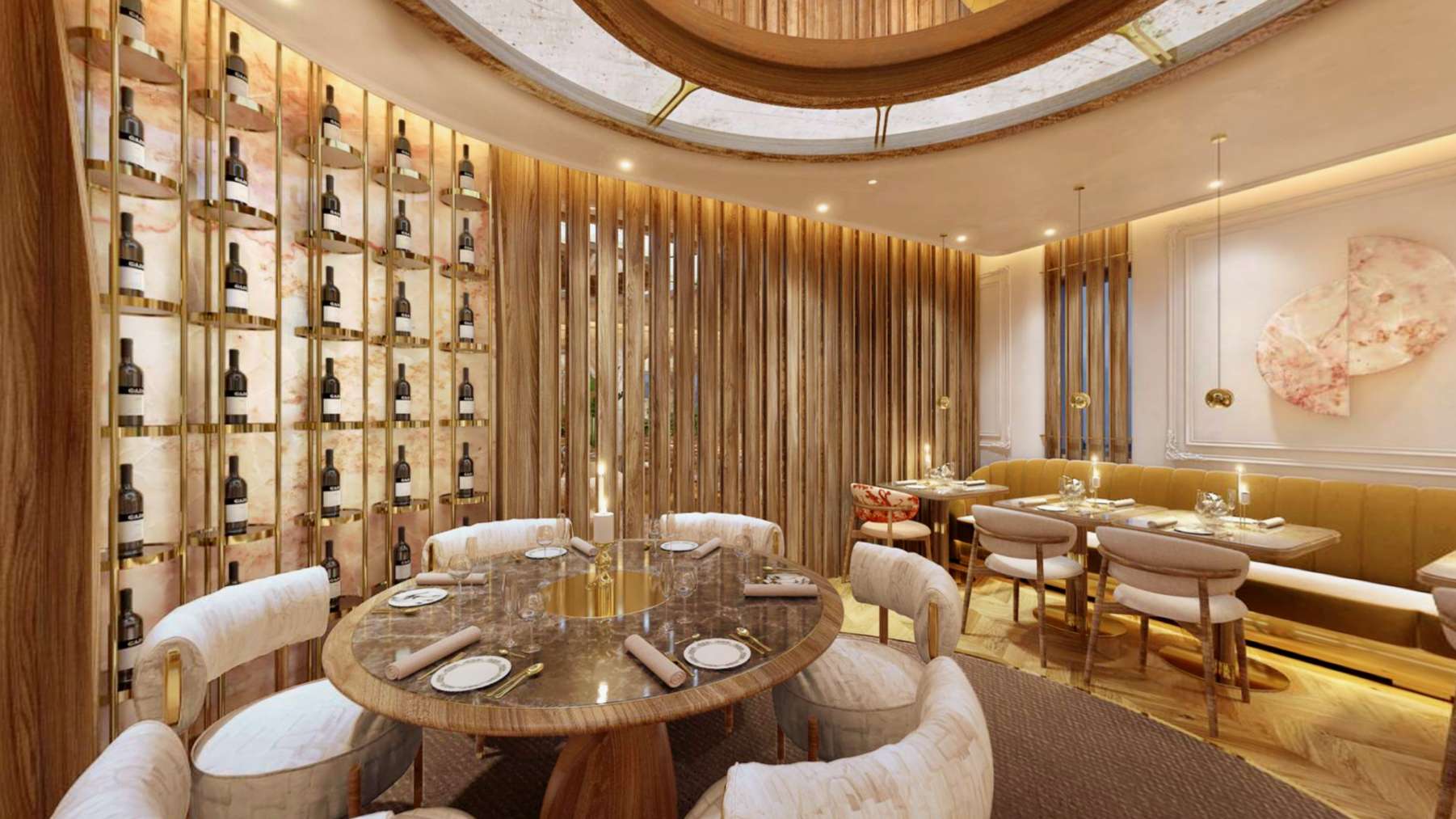 Peretele de vin al salonului Pergola