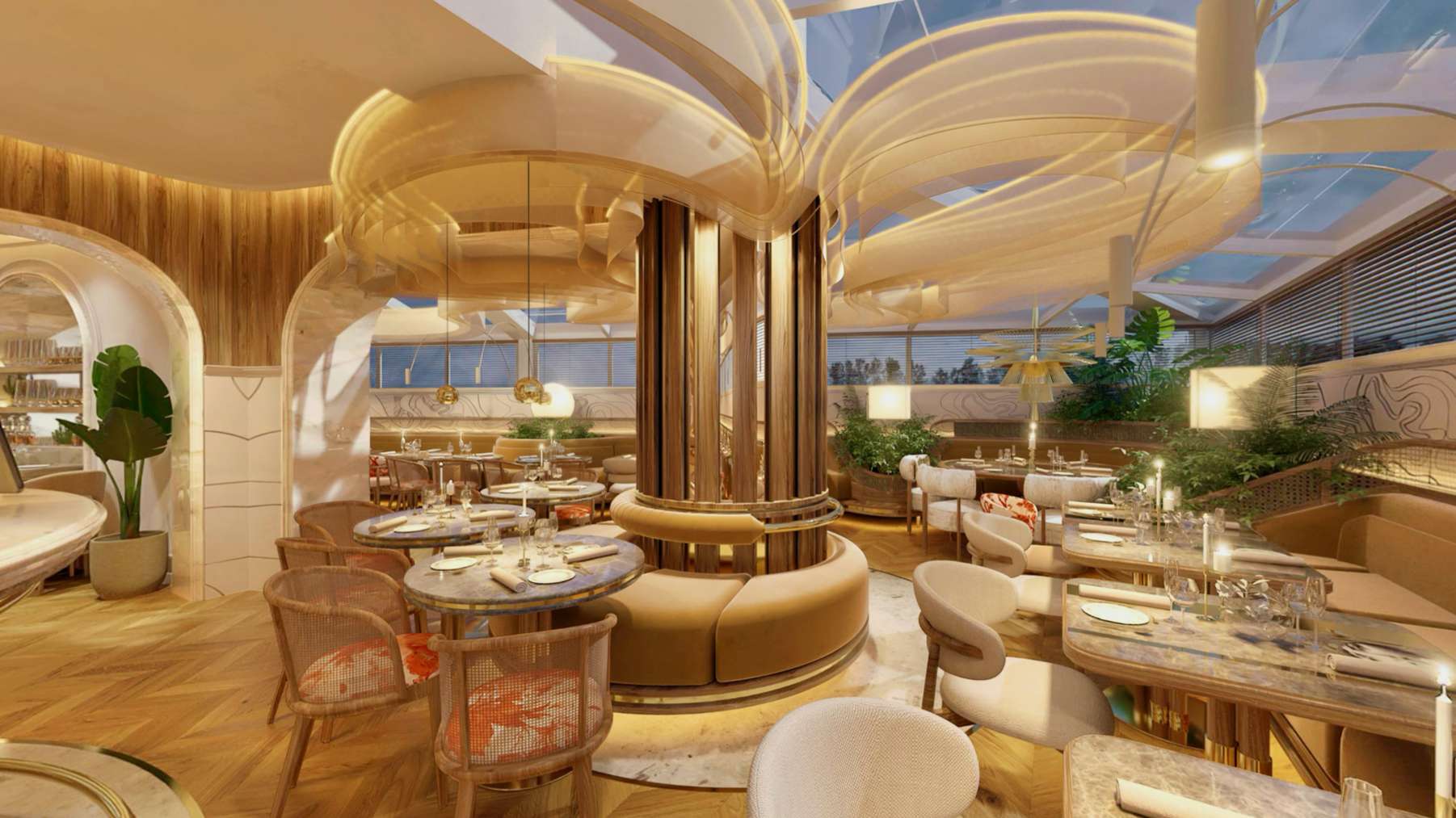 Verandă cu acoperiș de sticlă și structură pergola